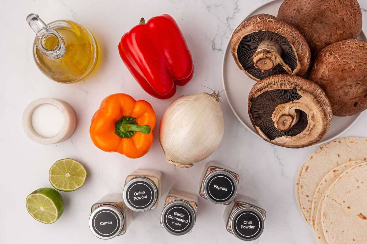 ingredients needed to make portobello mushroom fajitas