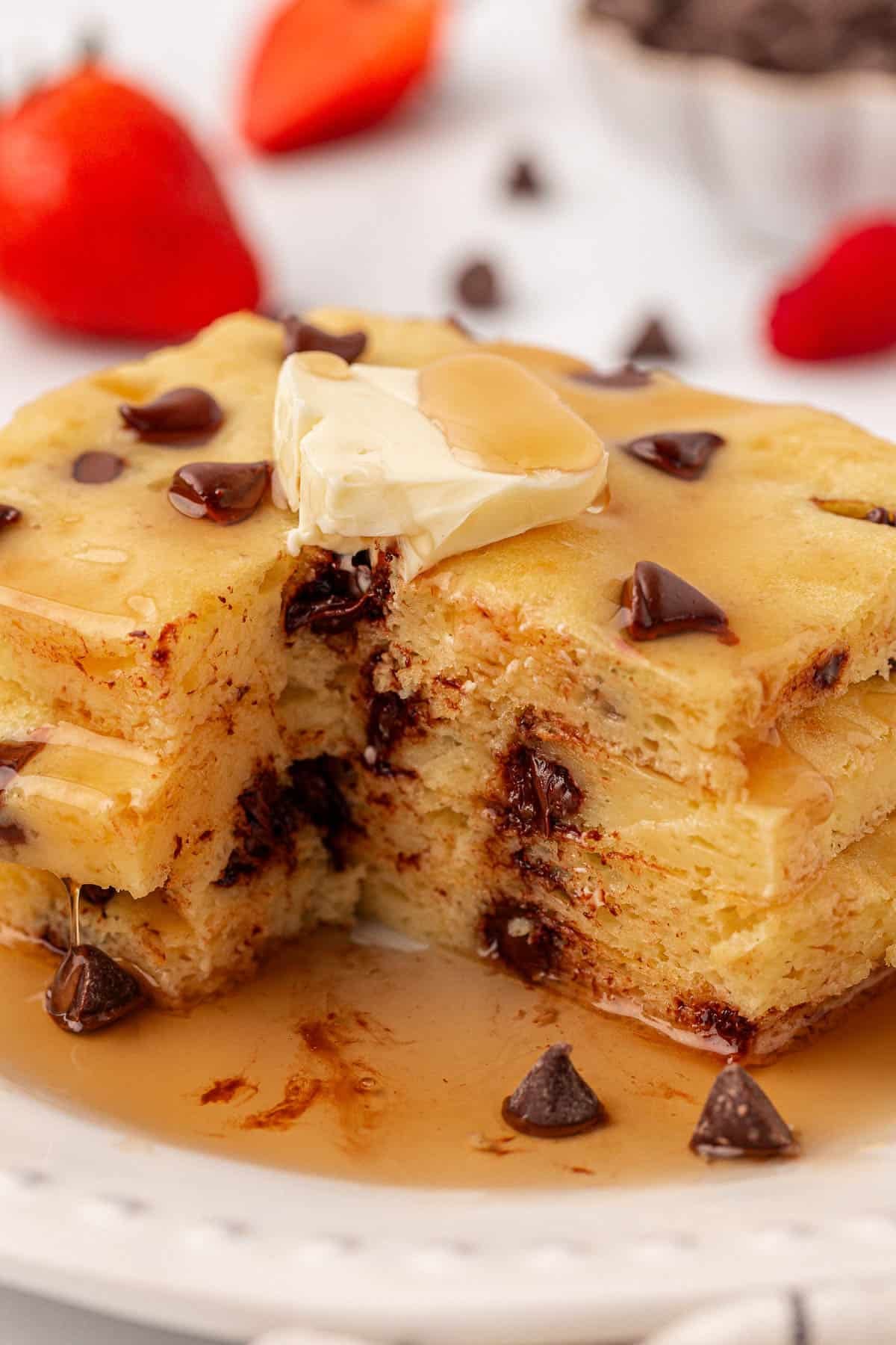 stacked Greek yogurt sheet pan pancakes