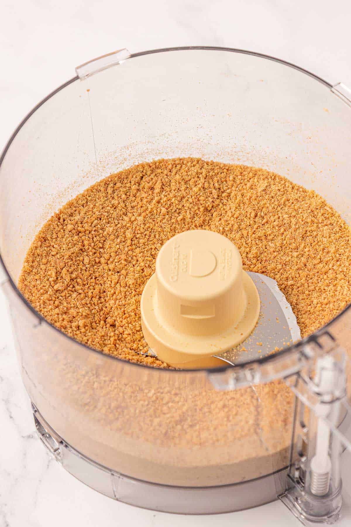 crushed graham crackers in a food processor