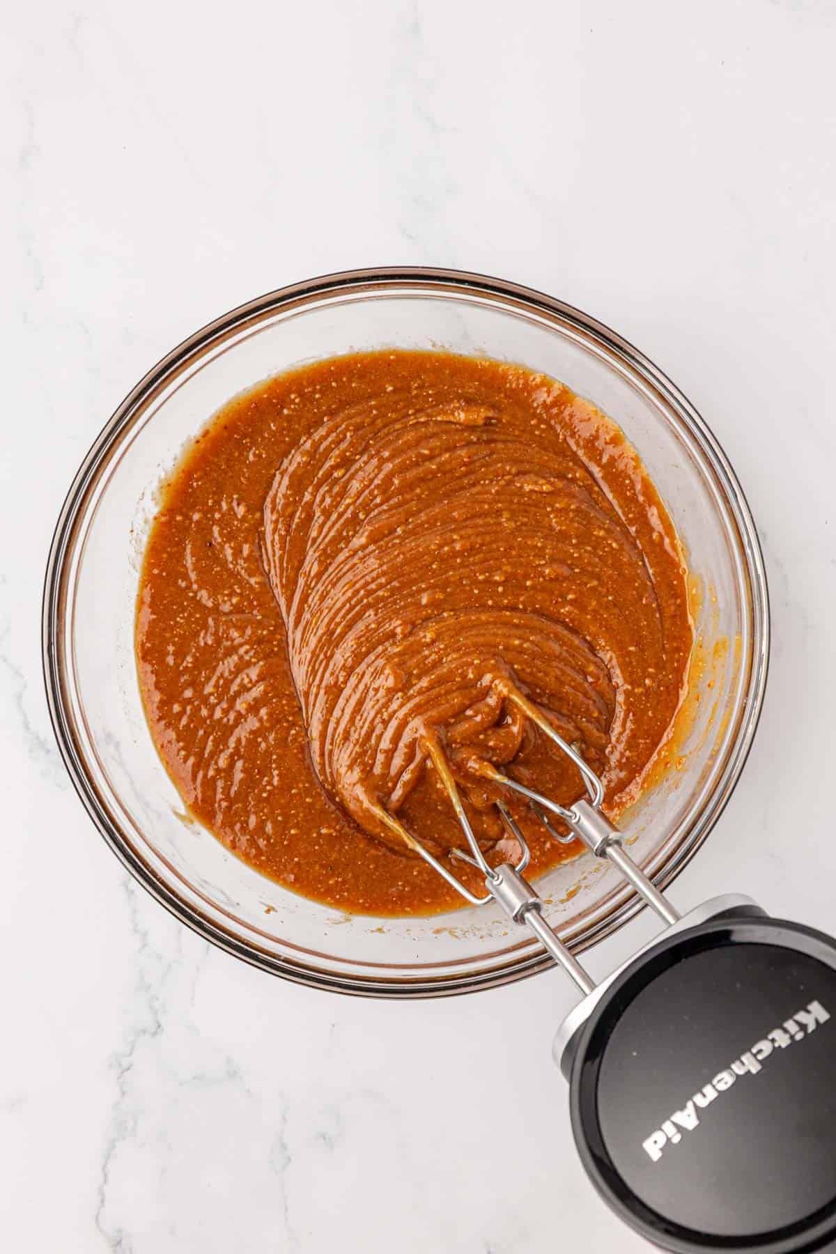 mixing the batter together