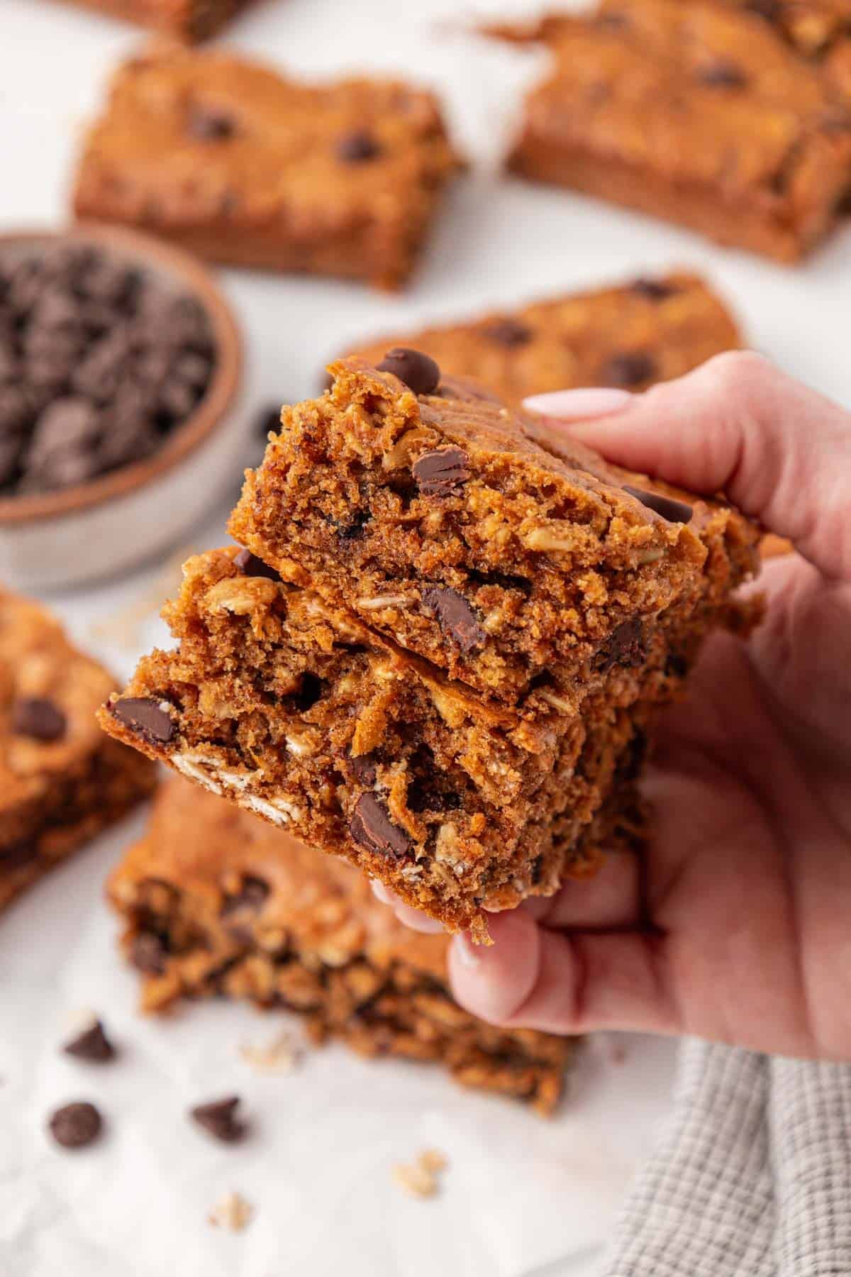gluten free oatmeal chocolate chip cookie bars