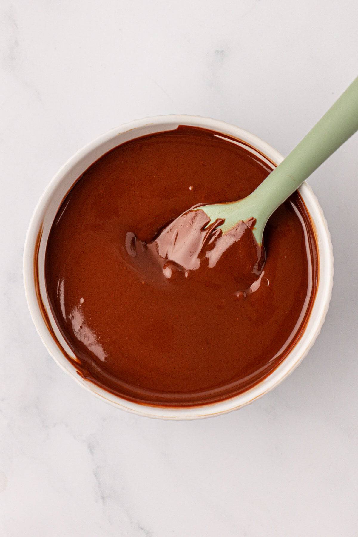 melted chocolate in a mixing bowl