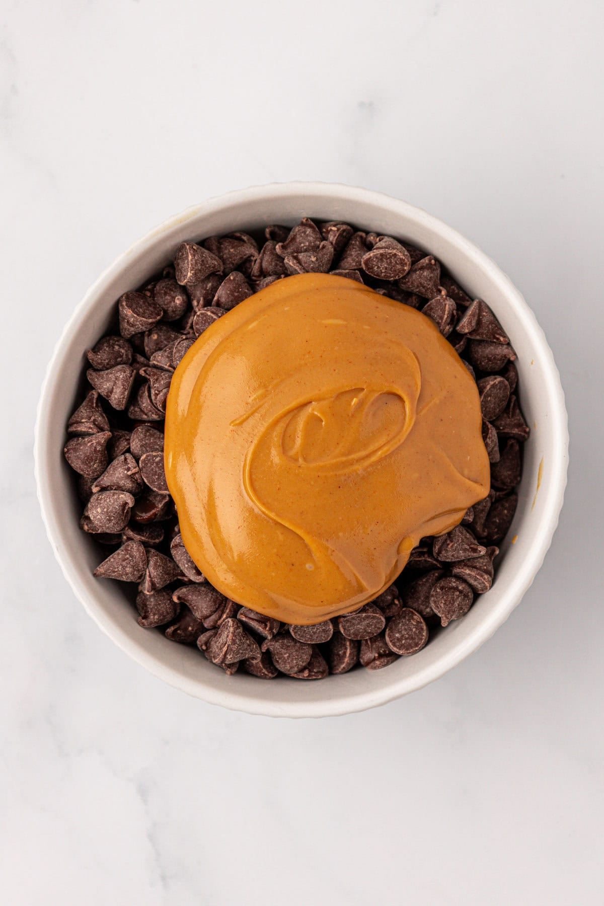 peanut butter and chocolate chips in a bowl