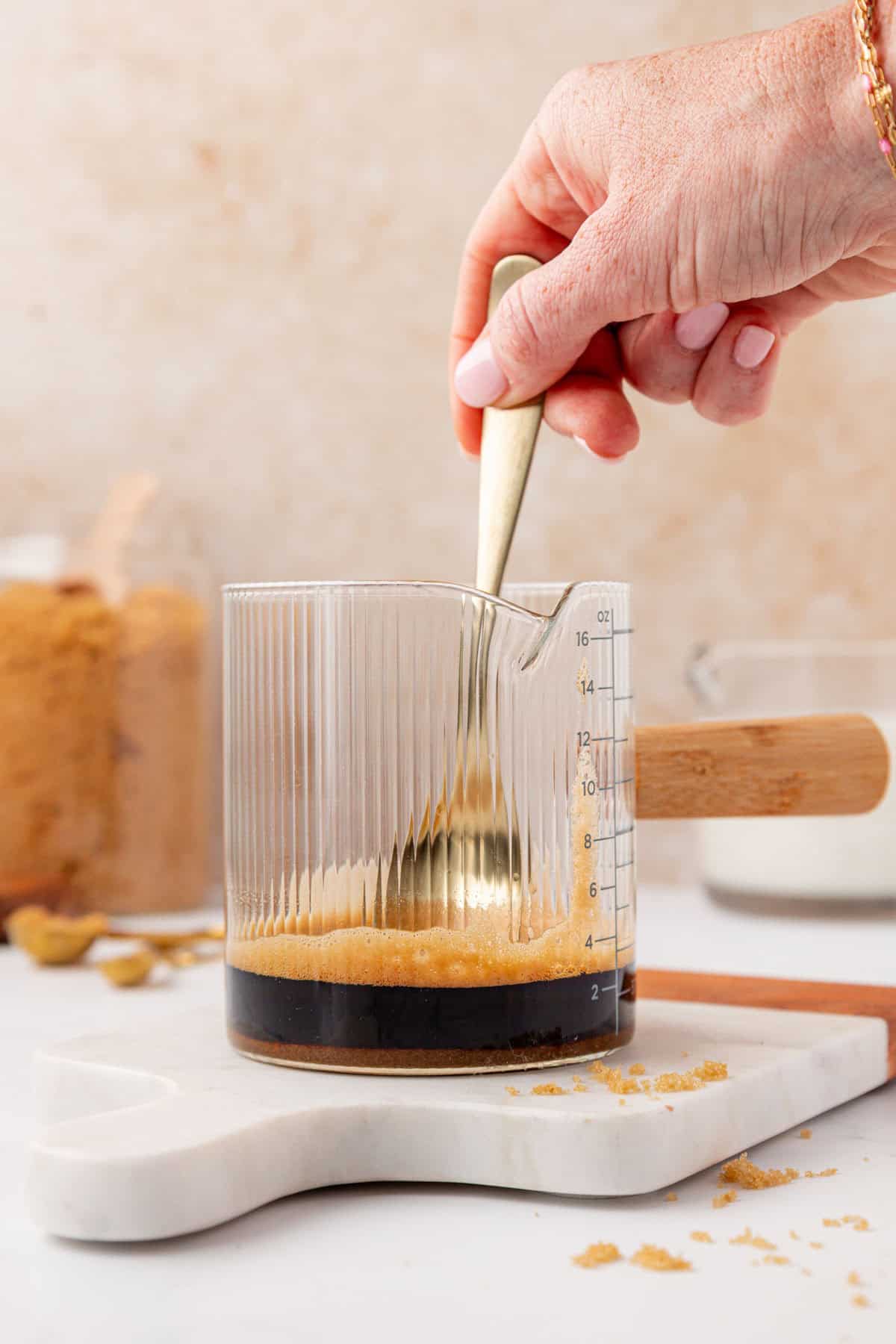 stirring espresso