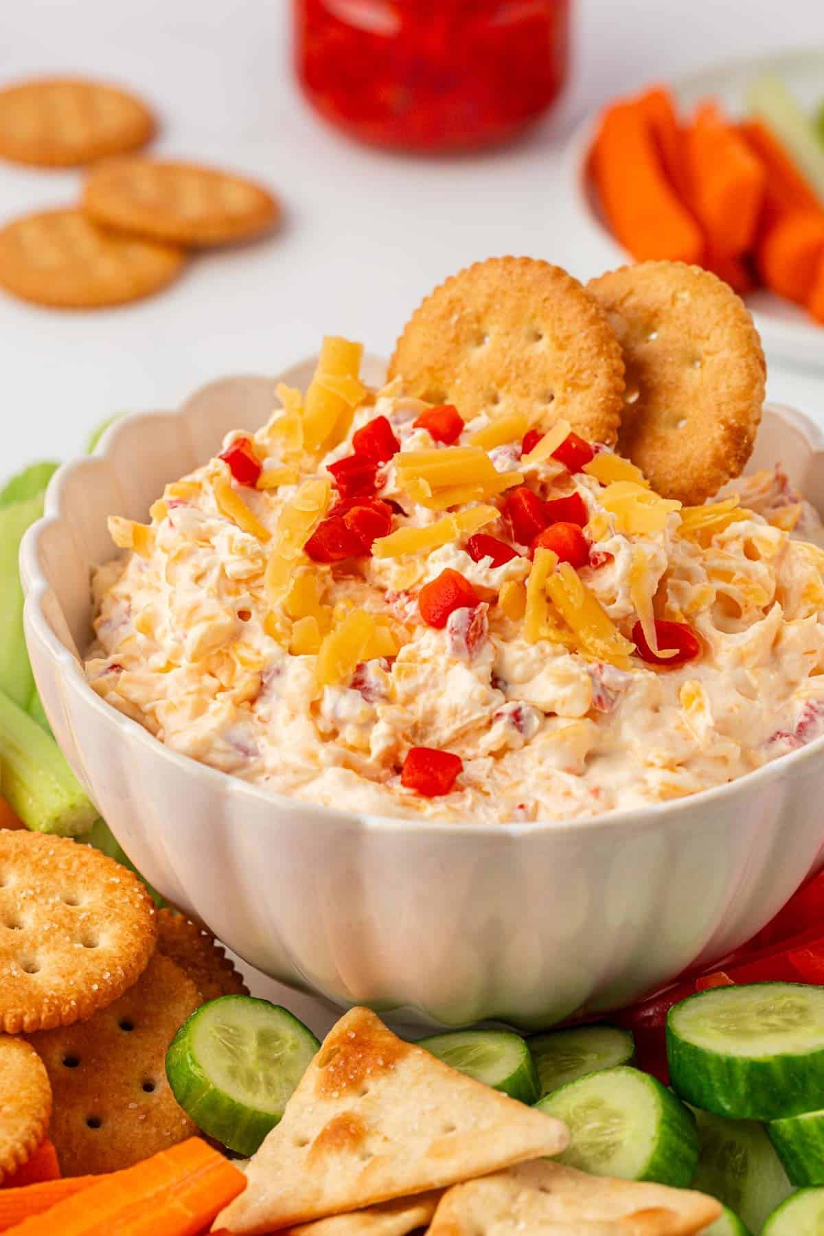 pimento cheese dip with crackers