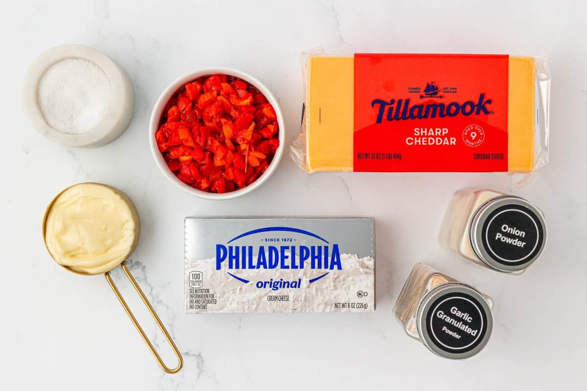 ingredients to make pimento cheese dip