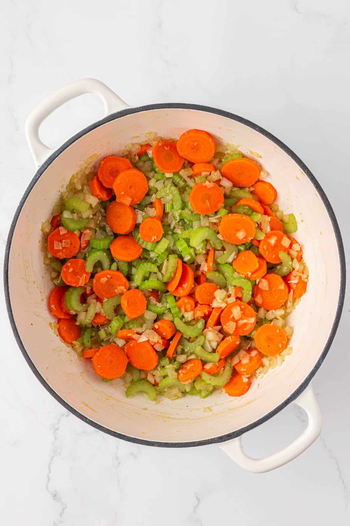 vegetables mixed together in a pot