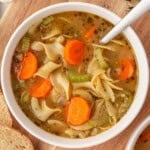 vegetable noodle soup in a bowl