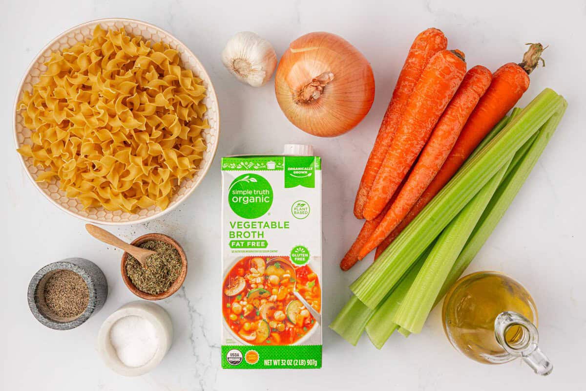 ingredients needed to make vegetable noodle soup