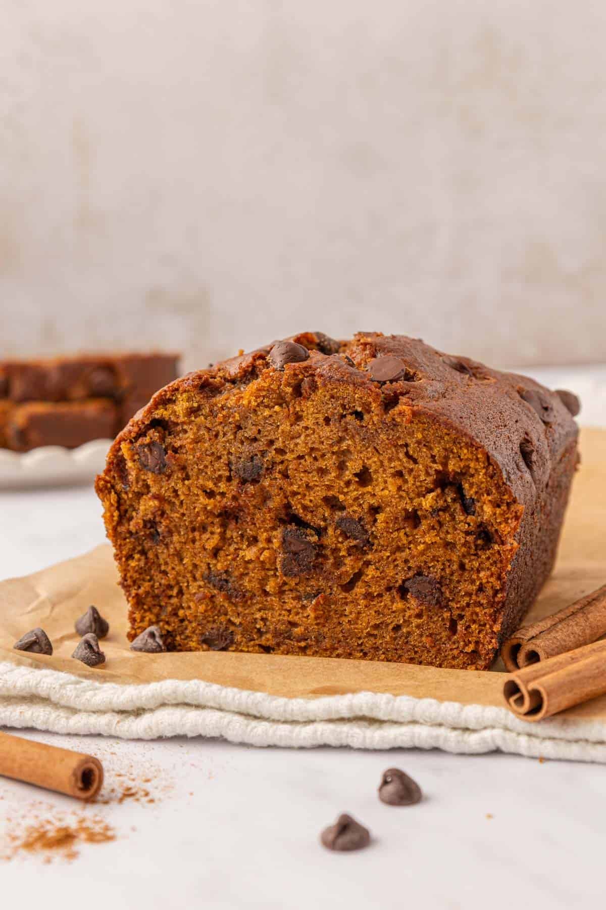 chocolate chip pumpkin bread loaf