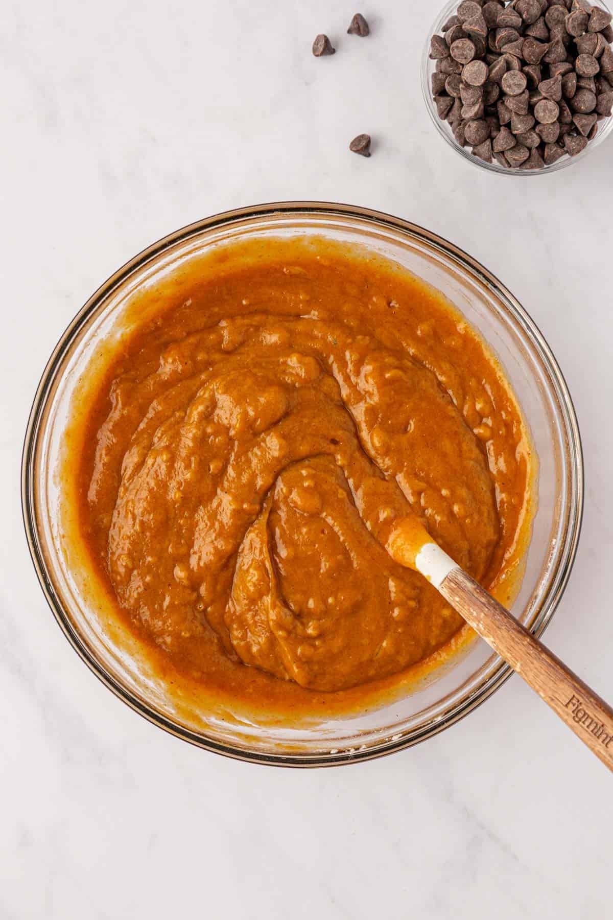 pumpkin bread batter stirred together